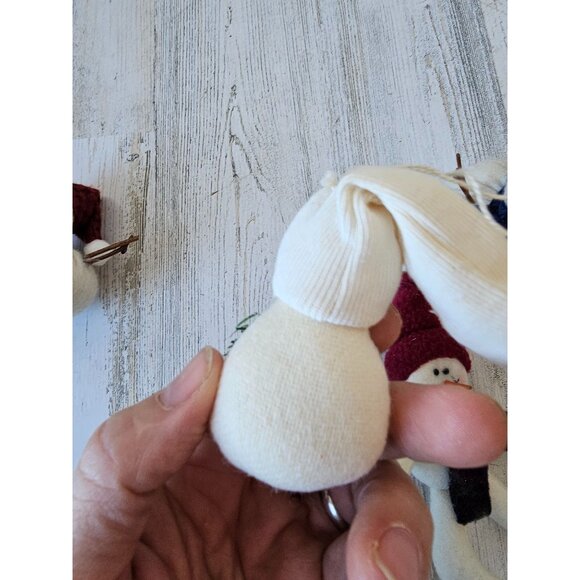 Plush folk art snowman set tree Xmas heart decor shabby chic - Picture 5 of 11